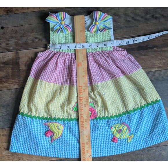 Rare Editions 24M Girls Seersucker Gingham Tiered Dress - Picture 3 of 4